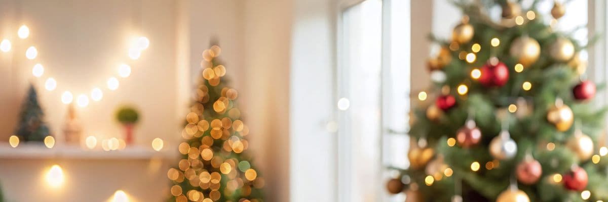 Festive Christmas Tree with Lights and Decorations