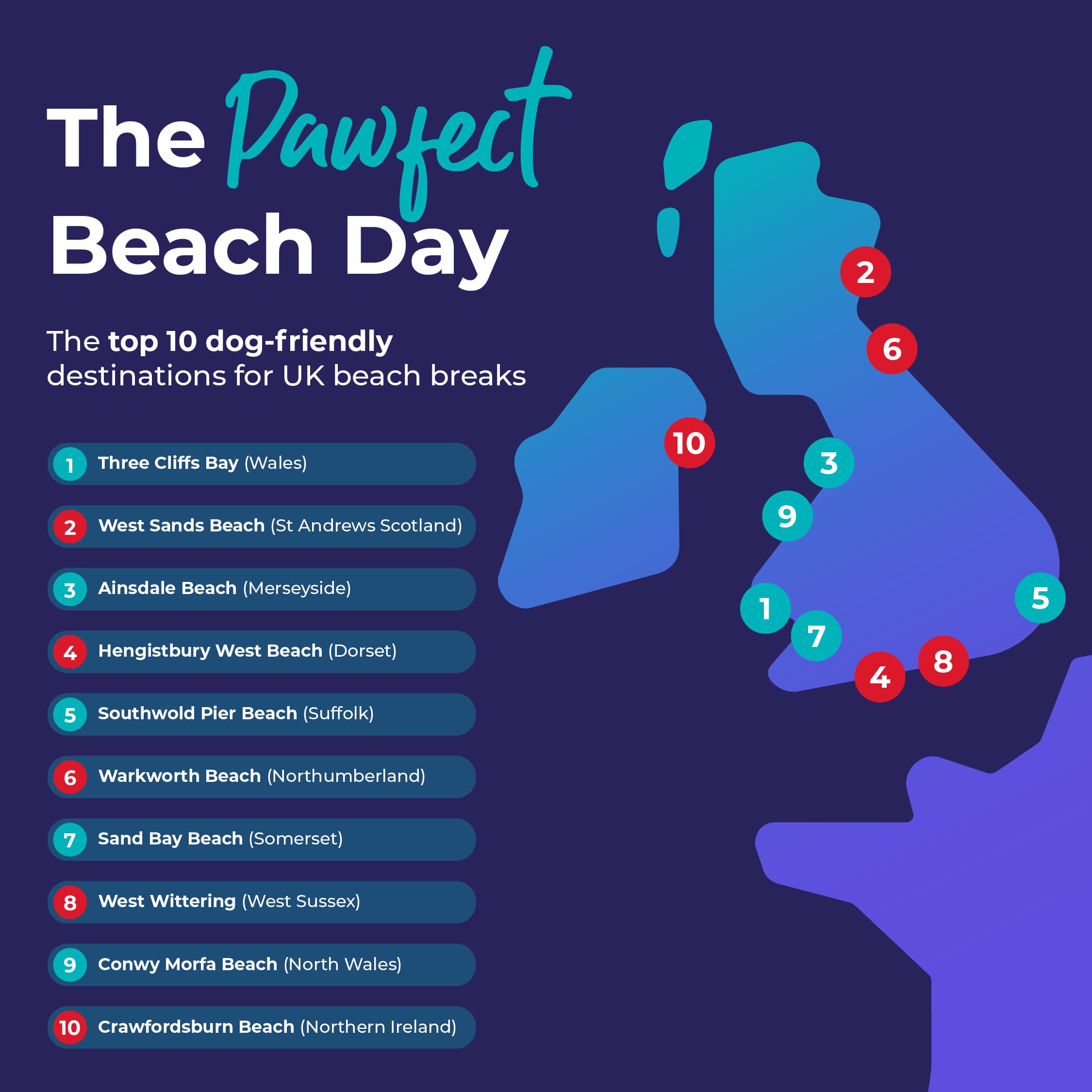 Map of dog-friendly beaches across the UK